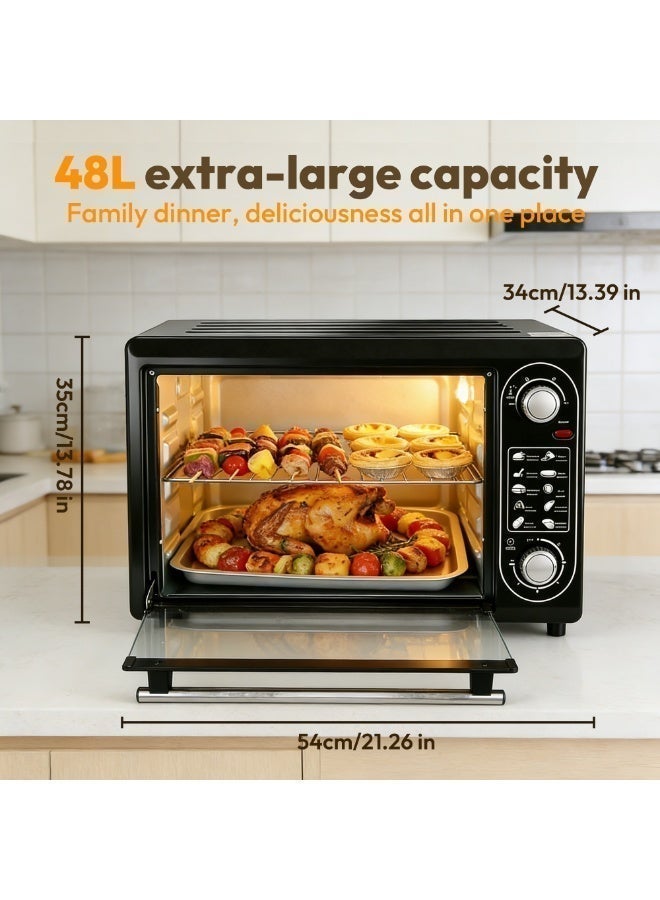 Arabayt Electric Oven,Oven Machine 48L 220V 2000W,60 min timer and auto-shutoff,Heating Elements,Thermostat,Includes Backing Pan and Rack (Black 48 litres) - Image 4